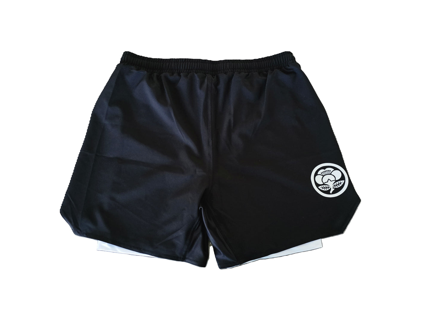 KAIZEN SIGNATURE SERIES BLACK/WHITE 2 IN 1 MMA HYBRID SHORTS