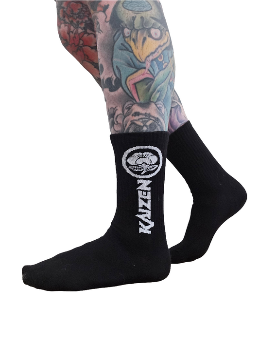 KAIZEN BLACK AND WHITE CREW SOCKS